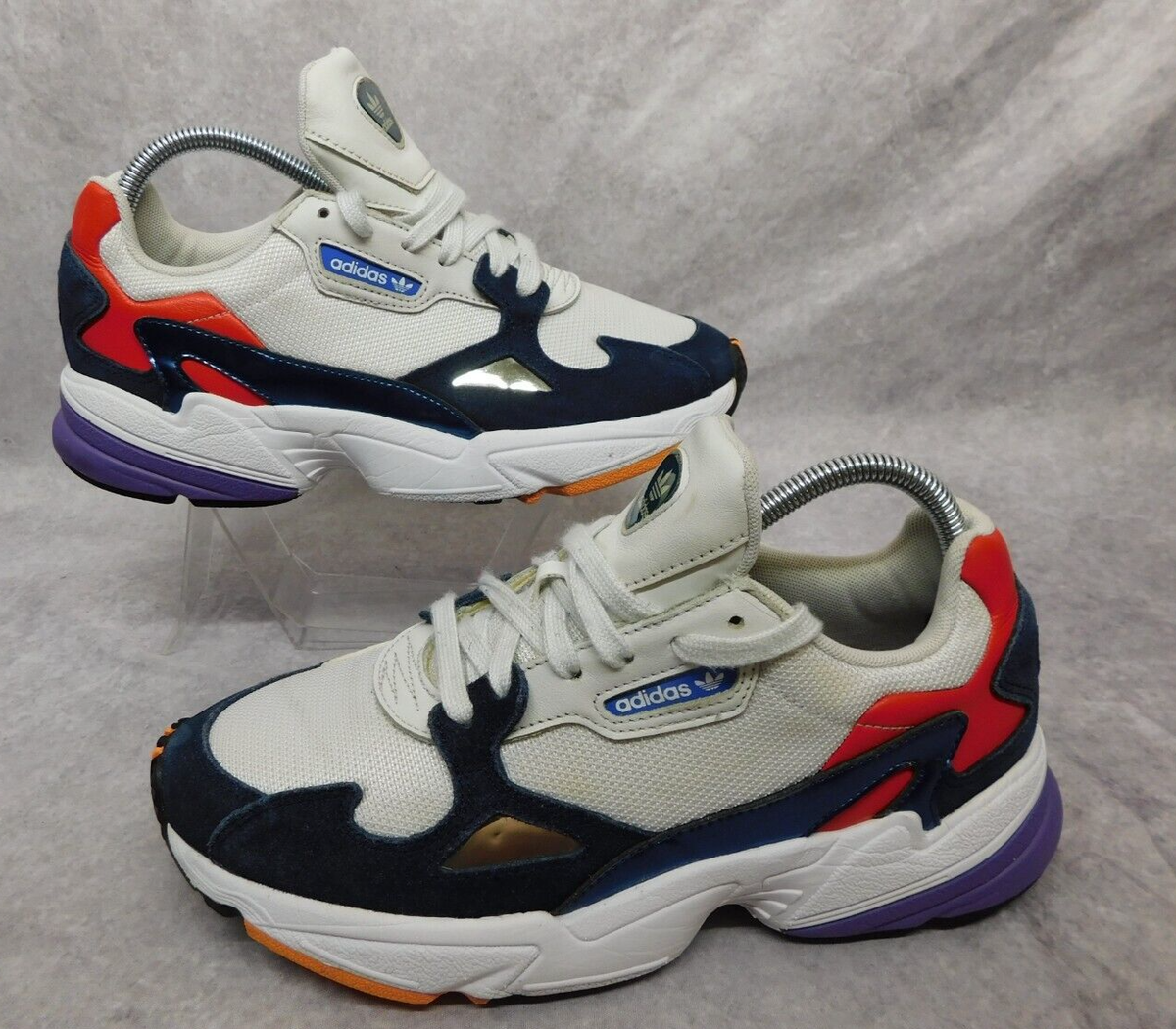 adidas white and navy falcon