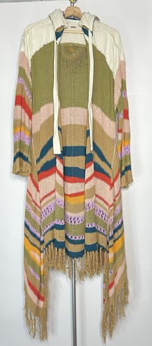 Free People Maxi Hooded Party Cardi Sweater Cardigan Sweeper Knit