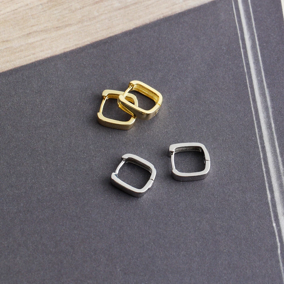 Fashion Woman s925 Sterling Silver U Shape Huggie Hoop Earring Clip 3.5mm Wide - Image 3 of 4