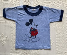 Vintage 80s Mickey Mouse Light Blue Ringer T shirt, Tagged S 2-4