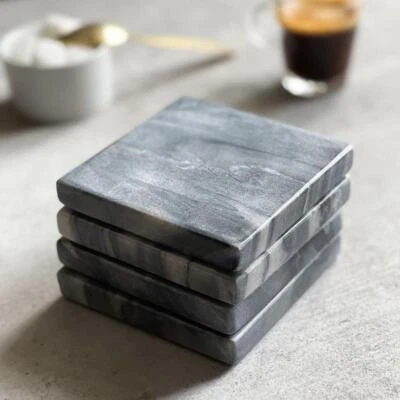 SALE Factory Overstocks - Set of 4 Grey or White Marble Square Coasters - Image 1 of 2
