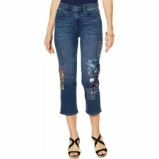 DG2 Diane Gilman Stretch Embroidered Cropped Jean Women's, 8P