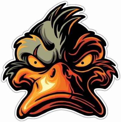 Bad Duck Angry Face Evil Devil Car Bumper Window Sticker Decal 4.6''
