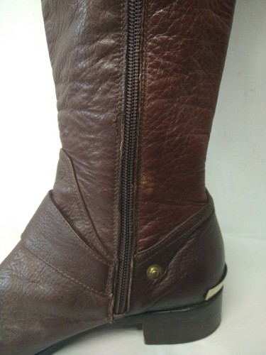 Brown's Couture WM 37.5 (Italy) Brown Leather Fold Over Knee Riding Boot - Picture 4 of 19