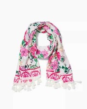 New Lilly Pulitzer Resort Scarf Coconut Safari Sanctuary Engineered Floral