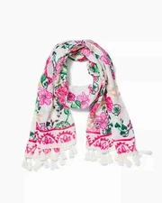 New Lilly Pulitzer Resort Scarf Coconut Safari Sanctuary Engineered Floral