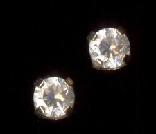 14K Solid Yellow Gold 3mm Round Clear Crystal CZ Solitaire Stud Earrings FN