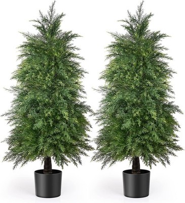 2 Pack 5ft Artificial Cedar Topiary Trees UV Rated