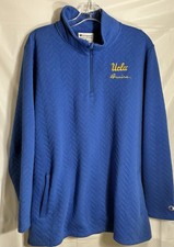 Champion UCLA Bruins Men 1/4 Zip Pullover Sweatshirt XL Blue Quilted Embroidered