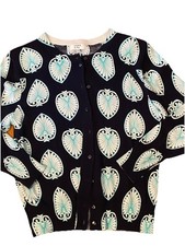 Crown and Ivy Shell Navy Print Cardigan Sweater M Women's Long Sleeve