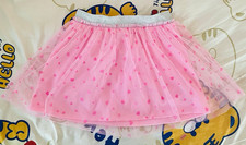 New Women s Pink Heart Tulle Tutu Skirt Size S Layered Pull-On glitter waistband