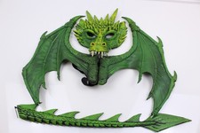 Green Dragon Halloween Party Costume Wings Set w/ Mask  Tail kids 7-10