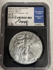 2021-S silver eagle type 1 Emergency Production FDI MS70 Edmund Not Signed
