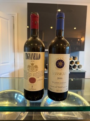 Bolgheri Sassicaia & Tignanello 2010 leere Super Tuscan Weinflaschen
