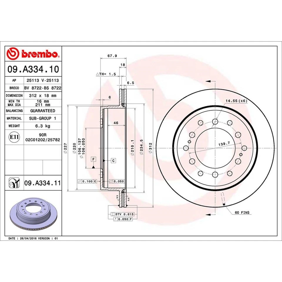 Kit de frenos traseros Brembo rotores de disco y pastillas de cerámica para Toyota Sequoia 2001-2007 Foto 4 de 4