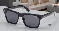 TOM FORD Buckley-02 FT0906 N 01A Shiny Black Smoke 56 mm Men's Sunglasses