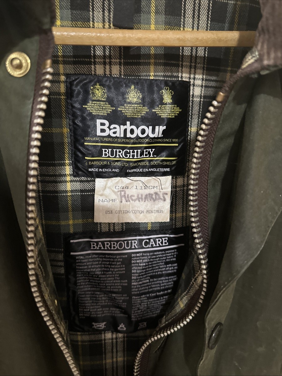 Barbour Burghley Dark Green Coat size C44/112cm | eBay