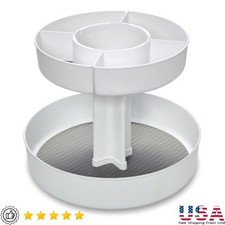 2-Tier Snack Turntable Kitchen Organizer Rotating Storage Non-Slip Easy Access