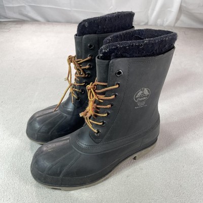 Vintage Bata Boots Mens Size 9 Black Rubber Steel Toe Snow Work USA Waterproof
