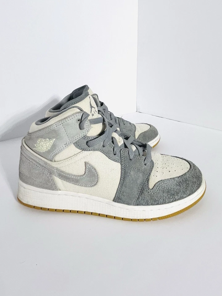 7Y Nike Air Jordan 1 High Girls GS Zapatillas Niños Niñas Jóvenes Rojo Gris Foto 4 de 4