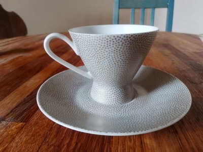 Raymond Loewy Rosenthal Patina Germany demitasse cup and saucer set. Vintage.