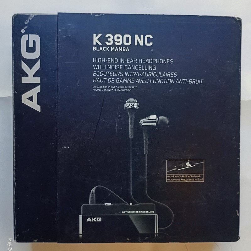 NEW AKG K390NC Wired In-Ear Noise Cancelling Headphones Set Black w/Case SEALED 