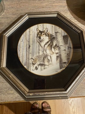 Hamilton Coll. Framed Plate Broken Silence Year Of The Wolf Collection #0605F