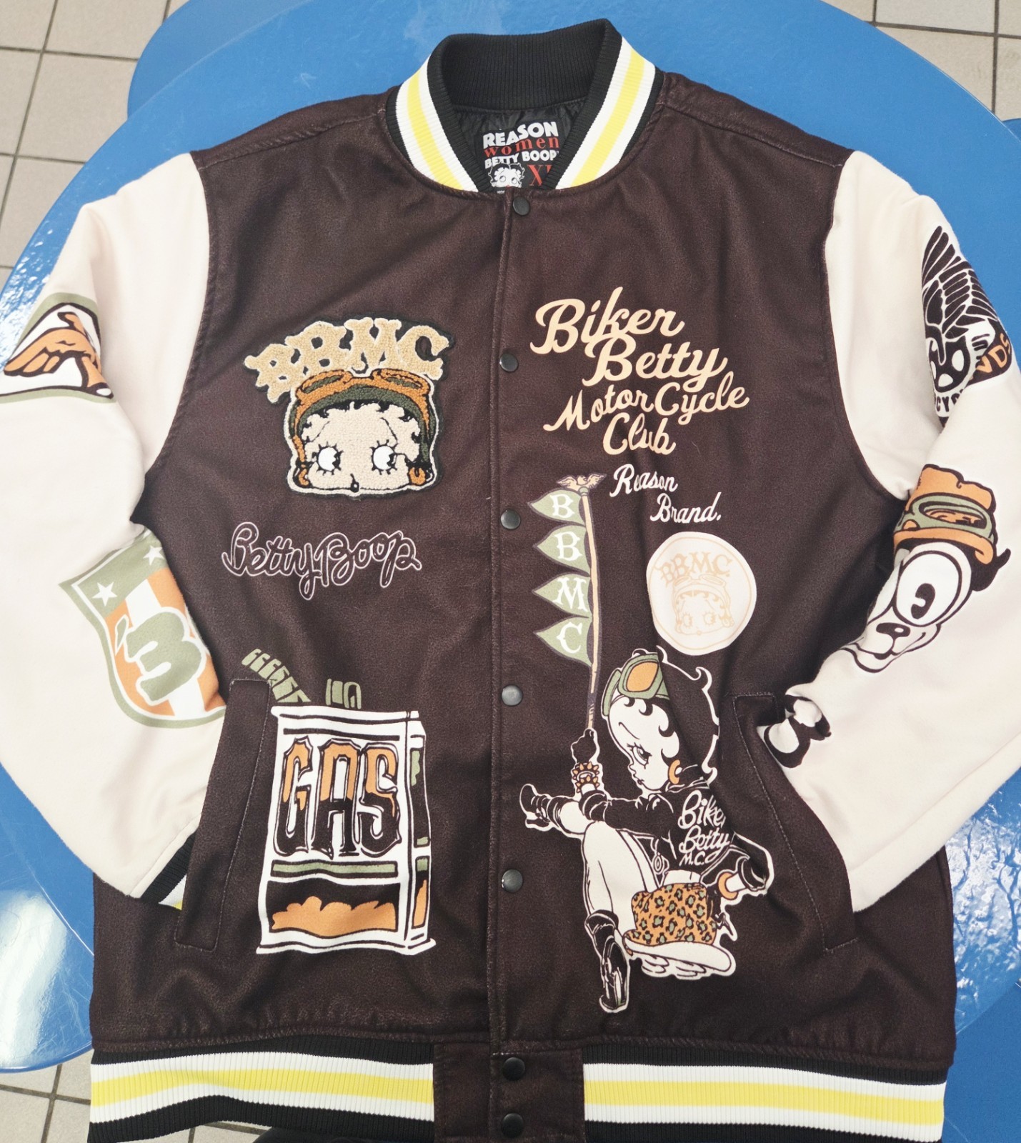 REASON x Betty Boop Letterman Varsity Jacket Size XLarge Women Motorcycle Biker