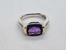 Rare & Vintage David Yurman 18k Gold Sterling Silver Purple Amethyst ring size 6