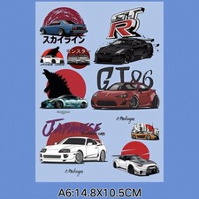 Jdm Sports Car Racing Uv Dtf Sticker Sheet A6 Gt-r Supra Porsche Corvette Uv011