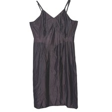 Vintage 1950s Bur-Mil Lingerie Satin Slip Dress Size 40 Chocoloate Brown Midi