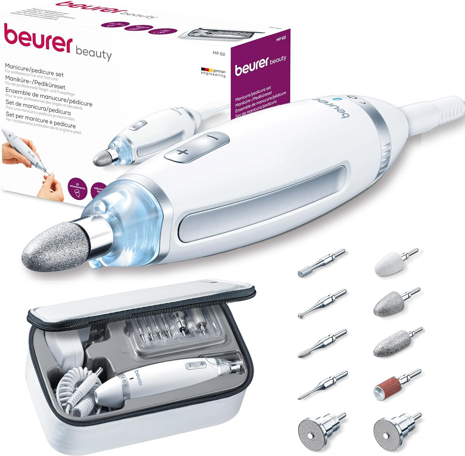 Beurer MP 62 Fresa Manicure Pedicure Professionale 5400 Giri 10 Accessori