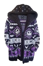 Her Universe Nightmare Before Christmas Sherpa Cardigan Size Small Black Purple