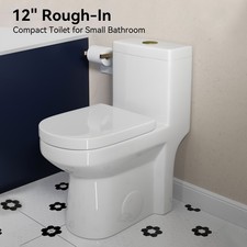 HOROW Compact One Piece Toilet Powerful Dual Flush Modern Toilet, 12'' Rough-In