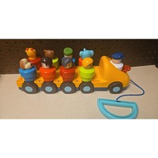 Vintage Battat School Bus Pull Along Toy With 9 Spinning Figures