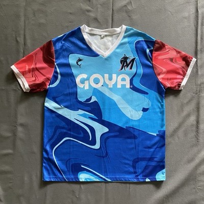 Miami Marlins GOYA Pullover Soccer Jersey Youth XL Blue Swirl Short Sleeve MLB