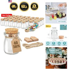 40 Pack Glass Favor Jars with Cork Lid, 3.4 oz Small Glass Bottles for Weddin...