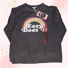 NWT Wildfox "Easy Does It" Rainbow Graphic Sweatshirt, Charcoal Gray XS