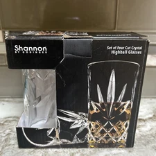 SHANNON Cut Crystal by GODINGER Beverage/Highball Glasses-Set of 4 -11oz HOLIDAY
