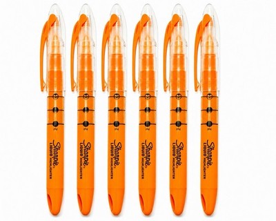 Sharpie Liquid Highlighters Orange 6 Pack Chisel Tip Teacher School Office