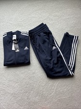Adidas Women's Essentials 3-Stripes Track Suit Size Large Navy Blue Full Suit