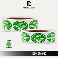 100% Organic Stickers Green 2" Round Labels for Food Packaging 250/Roll