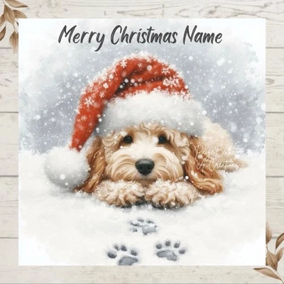 PAIGE BECKETT'S SENTIMENTAL CREATIONS Beautiful Personalised COCKAPOO Dog CHRISTMAS Greetings Card ANY NAME/NAMES