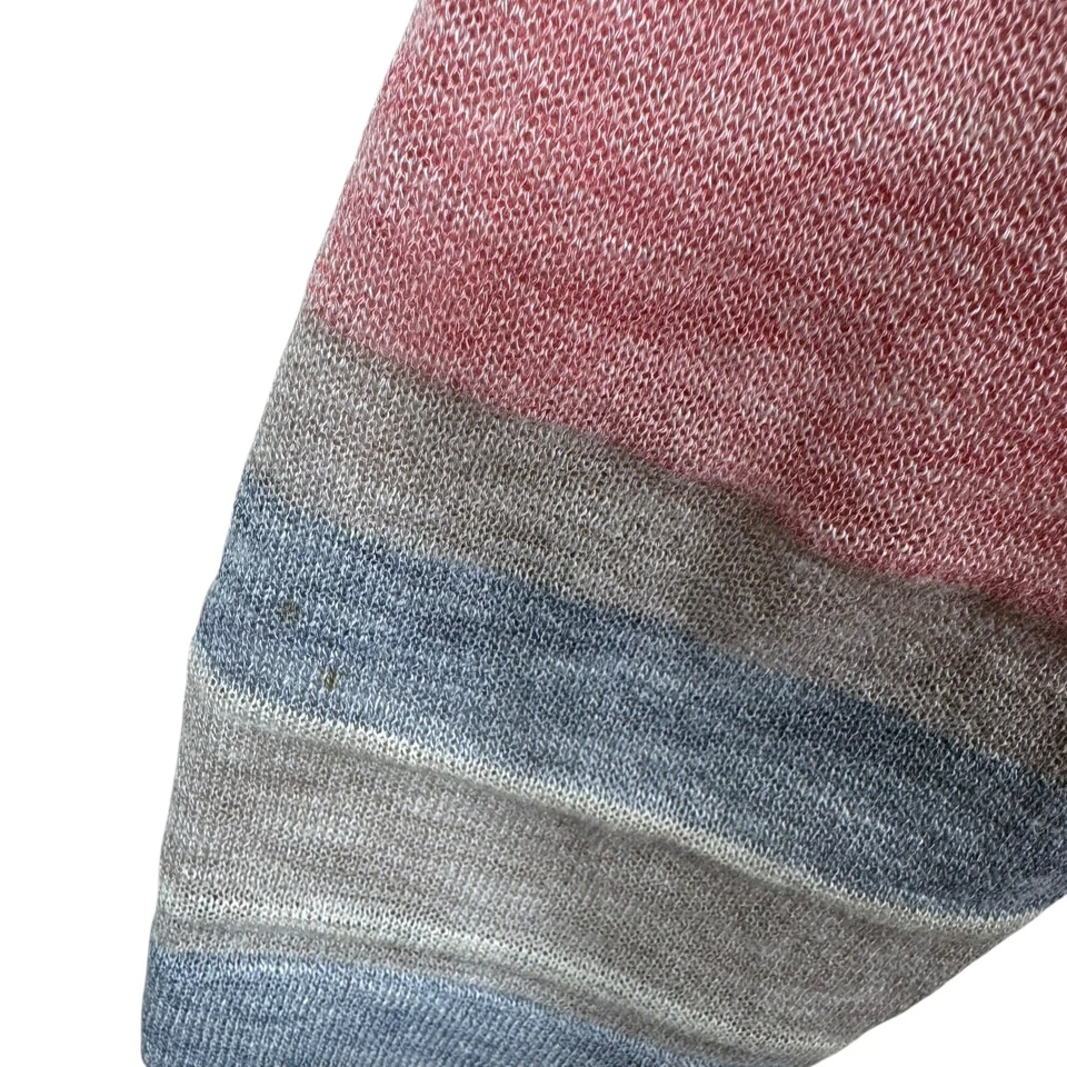 Cardigã Joseph A marrom rosa azul pastel listrado manga longa linha aberta 2X - Imagem 4 de 4