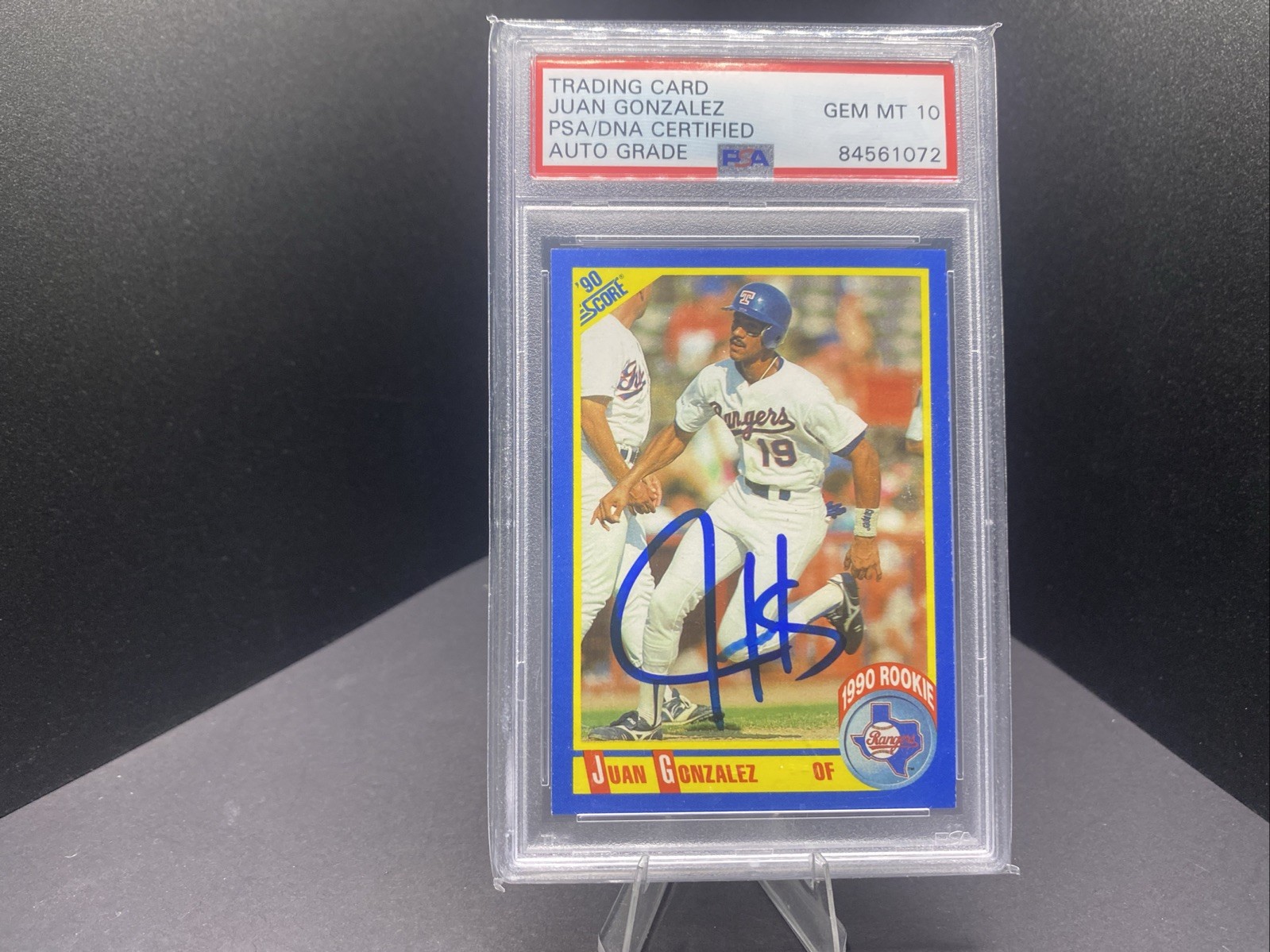 Juan Gonzalez 1990 Score 637 Rookie Auto RC Texas Rangers PSA 10