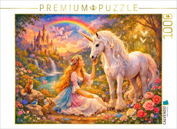 Calvendo Puzzle Unicorn Under The Rainbow | 1000 Pieces, Finished Size 25.2 × 18-image