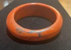 Vtg pumpkin orange black marbled Bakelite bangle bracelet collectible jewelry