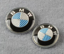 Bmw Carbon Fiber Blue White 82mm Front 74mm Rear Emblem Badge Wgrommets E F G