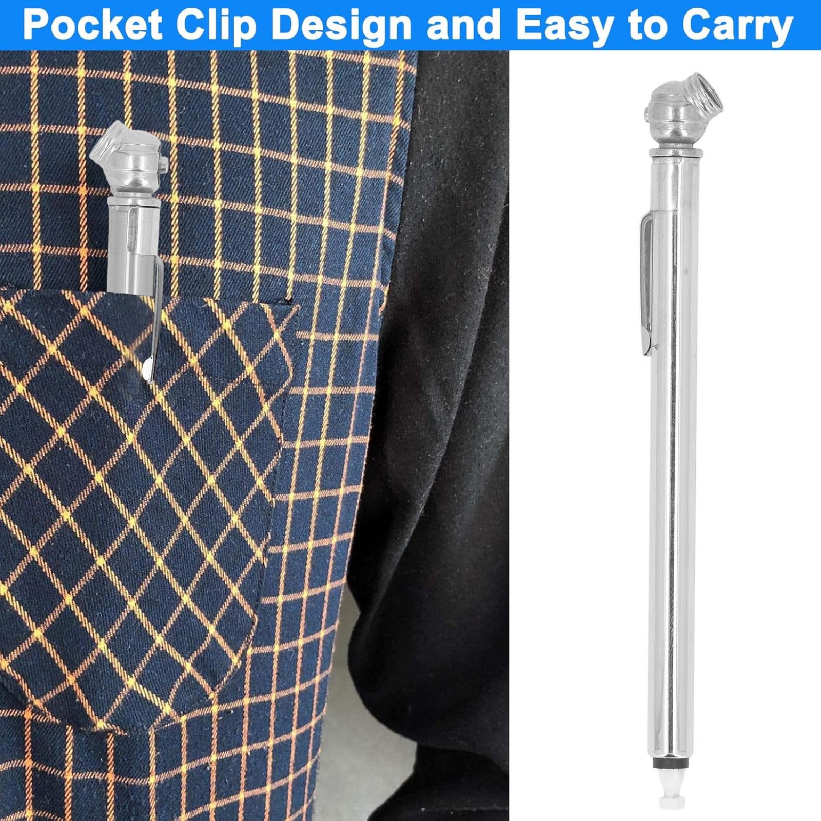High Accuracy Pencil Tire Pressure Gauge 5‑45PSI For Car SUV Motorcycle