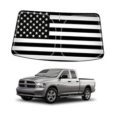 Winshield Sun Shade with USA Flag for Black White Flag for Ram 1500 2009-2018